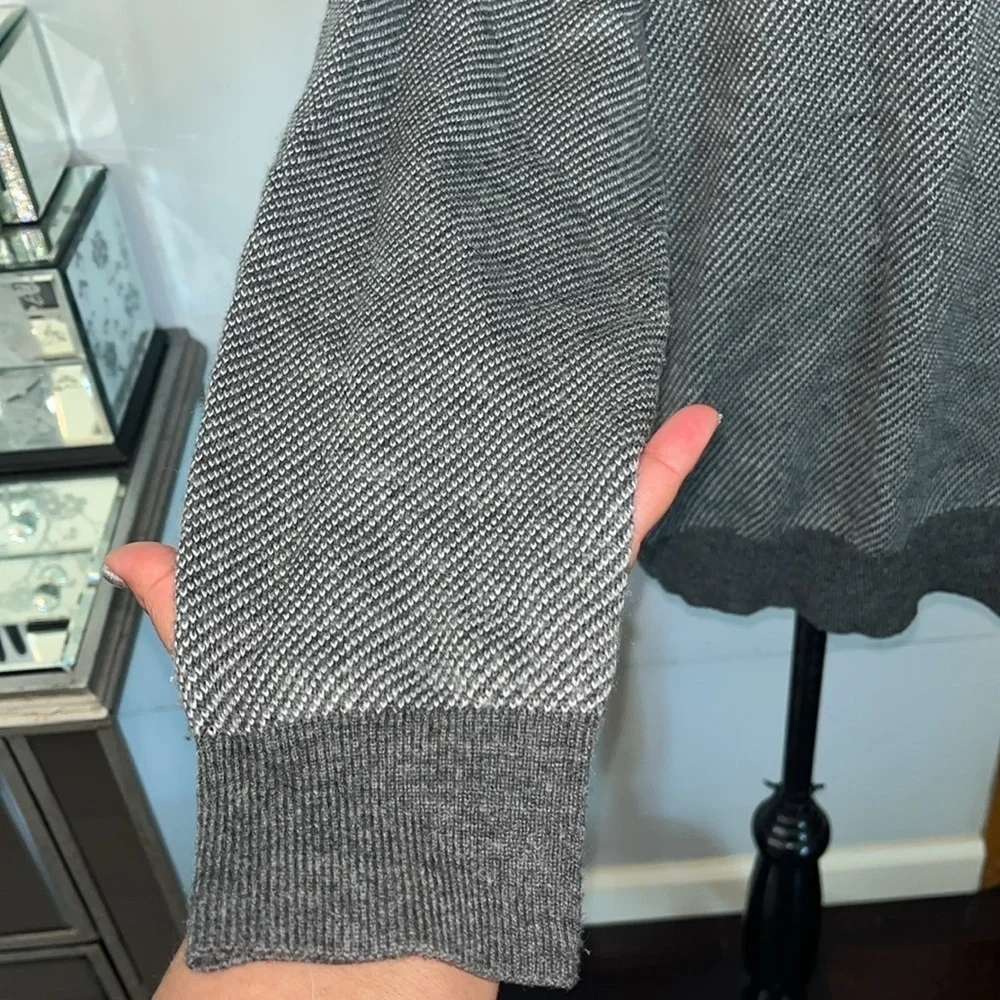 Toscano Gray Zip Up Sweater with High Collar size Large